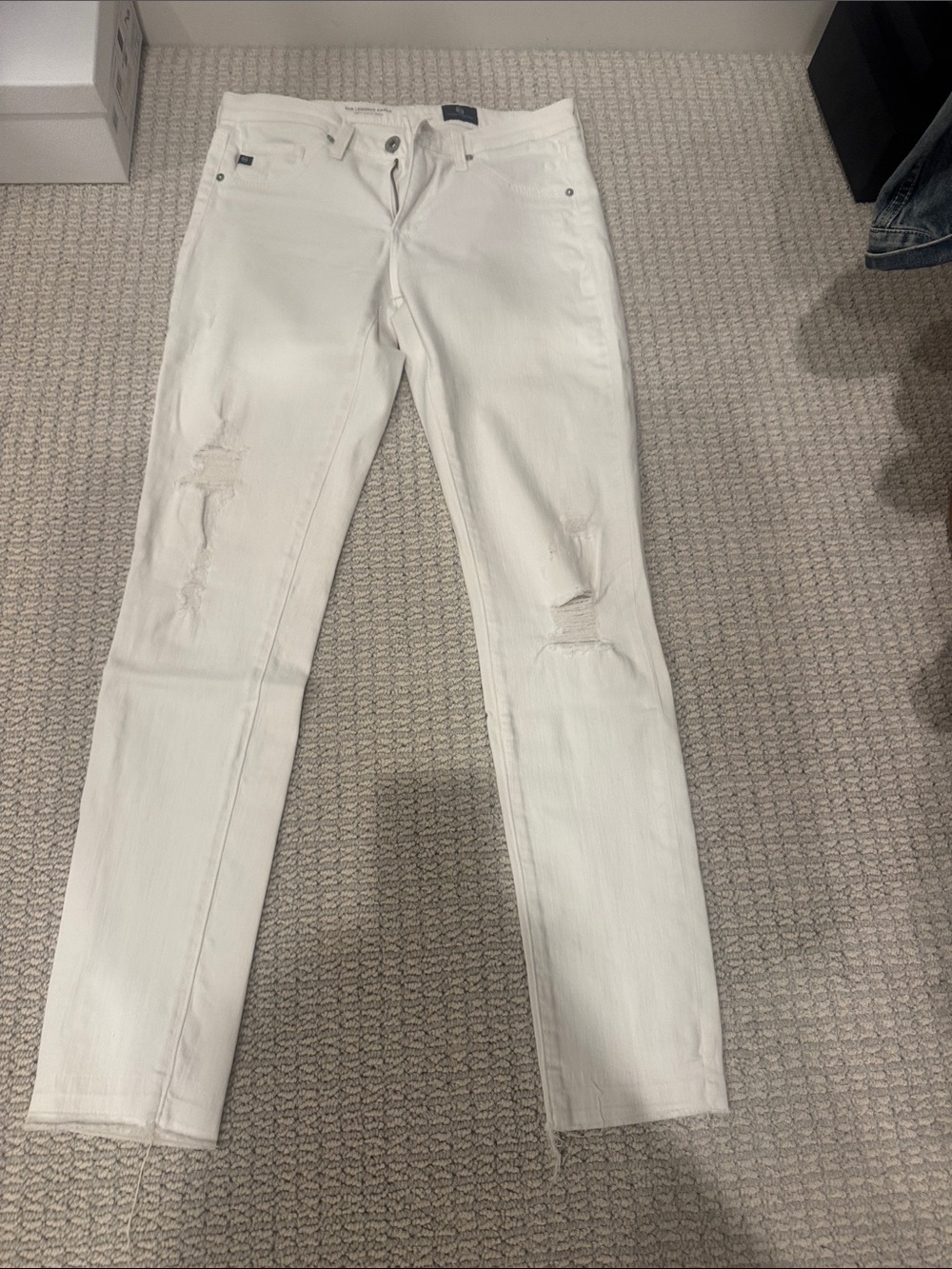 Ag Adriano Goldschmied White Skinny Distressed Jeans